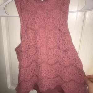 Pink lace croptop